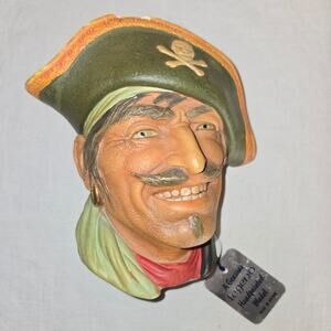 Vintage Bosson Head Pirate Figurine Chalkware Captain Kidd Wall Art